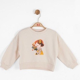 Resim Nk Kids Kız Bebek Pamuklu İki İplik Bahar Sweatshirt-14717 Krem 