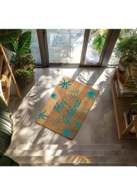 Resim Hoşgeldiniz Ahşap Turuncu Çicek Dekoratif Çok Amaçlı Iç Ve Dış Kapı Önü Paspası Çok Renkli 