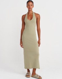 Resim Dilvin 91476 Halter Yaka Midi Elbise-çağla Çağla 