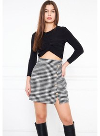 Resim Darlin Moda Siyah Düğme Detaylı Tweed Mini Etek DM 2002 Siyah 