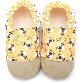 Resim Pamuk Astarlı Kaydırmaz Taban Patik-sarı Arı, Ev Botu Terliği Kreş Ayakkabısı Panduf F-830 Sarı 