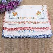 Resim 12 Adet Vintage Çiçekli Mendil - Kare 30x30cm Püskül Kenarlı, Çok Renkli Kadınlar İçin Hafif ve Şık Aksesuar Hediyelik 