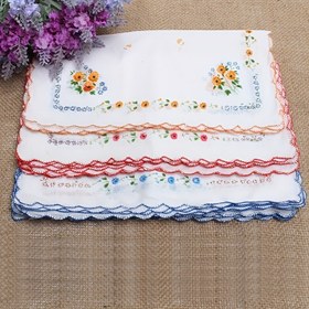 Resim 12 Adet Vintage Çiçekli Mendil - Kare 30x30cm Püskül Kenarlı, Çok Renkli Kadınlar İçin Hafif ve Şık Aksesuar Hediyelik 