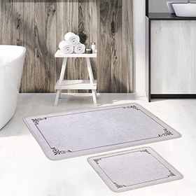 Resim Zarif Desen 2li Banyo Paspas Takımı (Krem, 60x100) 