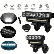 Resim Şarj Edilebilir LED Bisiklet Ön Işığı, USB Şarj, Su Geçirmez Değil, ABS Malzeme, Direksiyon Tutucu Montajı, LED Kaynak, ≤36V Çalışma Voltajı, Lityum Pil-18650 Serisi ile, Dağ Bisikleti, Açık Gece Sürüş Güvenliği Aksesuarı, Dağ Bisikleti Ekipmanı | Şık Bisiklet Tasarımı | Dayanıklı Yapı 