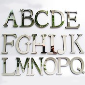 Resim 1 adet 3D İngilizce Alfabe Akrilik Ayna Stickerları, Ev Dekorasyonu Duvar Stickerları Alfabe İşaretleri Kendinden Yapışkanlı Kombinasyon İngilizce Metin 