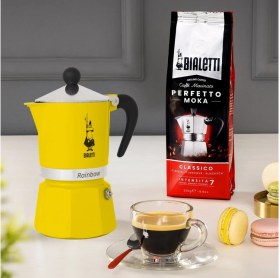 Resim Feyza Design Şık Sarı Mokapot, 6 Cup, Kahve Keyfi Için Mükemmel Seçenek 