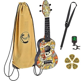 Resim Ortega K2-VP Keiki Sopranino Ukulele Set (Voodoo Puppet) 