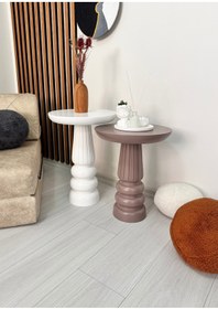 Resim AYLESA Doğal Ahşap 2’li Set Mantar Yan Sehpa Modern Renkli Fiskos Zigon Çiçeklik 