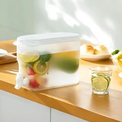 Resim 1/2 adet Büyük Kapasiteli Plastik İçecek Dispensörü, Valf ile - Meyve Filtresi Soğuk İçecek Bardağı, Suyu, Çayı, Soğuk Çay için Uygun - Basit Su Dağıtma Sistemi, Ev İçecek Havuzu, Dayanıklı PP Malzeme, Beyaz 