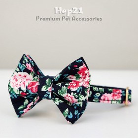 Resim Cat Collar Velvet Cat Collar with Bell 015263 - Fuchsia Bow Tie / S/M 