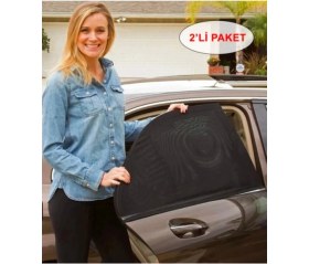 Resim 2'li Araba Camı Güneşliği Araç Arka Koltuk Oto Sineklik Önleyici Çıkartılabilen Cam Filmi Perdesi 