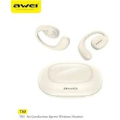 Resim Bej Awei T80 Kulak Kancası Hava İletimli Bluetooth Kulaklık V5.3 Kulakiçi Spor Kulaklık Gamer 450mah Mikrofonlu Kablosuz Kulaklık 