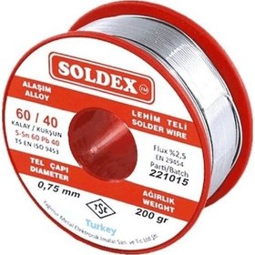 Resim Soldex Sn60 PB40 0.75 MM 200 G Lehim Teli 
