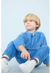 Resim Defacto Erkek Bebek 2li Takım Polar Yarım Fermuarlı Sweatshirt Eşofman Altı G4394a525wnbe215 Mavi-be215 