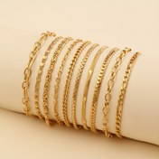 Resim 10 adet Şık Moda Takı Setleri, Kadınlar için Bilezikler, Çeşitli Basit ve Vintage Baskı, Wanzi, Zincir, Yılan Zinciri ve Minimalist Tasarım, 201 Paslanmaz Çelik, Günlük Giyim, Hediye, Parti, Noel, Anneler Günü için 