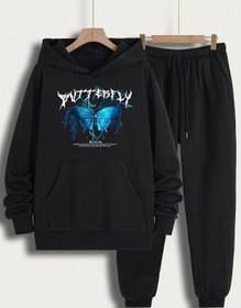 Resim trendypassion Unisex Blue Butterfly Baskılı Eşofman Takımı 