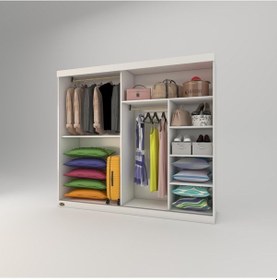 Resim Kenzlife Gardırop Sürgülü Kapaklı Kapılı 200 Papatya Byz Gardolap Dolap 