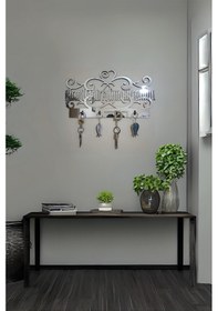 Resim Bismillah Besmele Anahtar Askısı Ve 2 Adet Lale Anahtarlık - Gümüş 