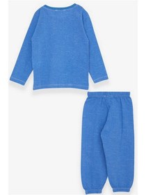 Resim Erkek Bebek Pijama Takımı Düz Renk Mavi Soft (9 AY-2 YAŞ) 