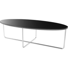 Resim Evka Elips Metal Ayak Orta Sehpa Paslanmaz Füme Cam Tabla 