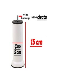 Resim Mobilya Kanepe Baza Koltuk Çekyat Yükseltme Ayağı Plastik, Kalın Diş M10 Beyaz, 15 Cm 4 Adet Beyaz 