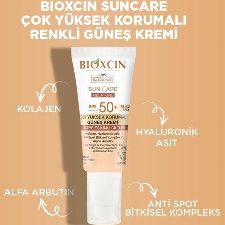 Bioxcin Sun Care Melatone Krem Renkli Güneş Kremi SPF50 50 ml | Dermobu Fiyatı ve Özelliklerı - Badem