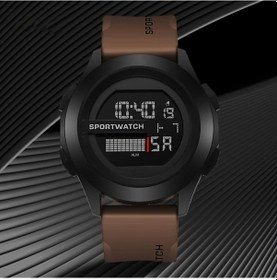 Resim Gaojunshop01 Kahverengi Digital Spor Saati Kronograf Tarih Hafta Gece Işığı Dayanıklı Kamp Fitness Diğer 