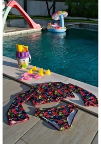 Resim Mayom Kız Çocuk Kelebek Desenli Pareolu Bikini Takımı 3'lü Set-siyah-pembe Siyah - Pembe 