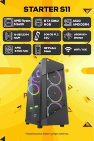 Resim Game Garaj Starter S11 AMD Ryzen 5 5600 16GB RAM 500GB SSD RTX5060 FreeDOS Oyuncu Tavsiye Sistem 