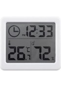 Resim Elektronik Lcd Dijital Termometre Higrometre Sıcaklık Nem Ölçer Saat 
