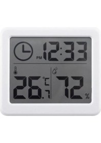 Resim Elektronik Lcd Dijital Termometre Higrometre Sıcaklık Nem Ölçer Saat 