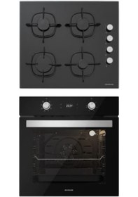 Resim Silverline BO6504B01 - CS5335B01 Siyah Cam Ankastre Set 