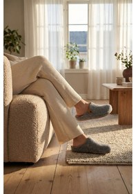 Resim Lela Keçe Kışlık Ev Bayan Terlik 6711002 Gri 