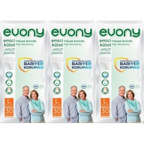 Resim Evony Hasta Bezi Yetişkin Emici Külot L-Büyük Boy 90 Adet 3 x 30'Lu 