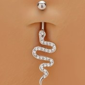 Resim Yılan Kişiliği Göbek Deliği Halkası Parıldayan Zirkonya İle Minimalist Göbek Tırnağı Vücut Piercing Takı 