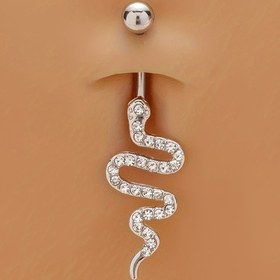 Resim Yılan Kişiliği Göbek Deliği Halkası Parıldayan Zirkonya İle Minimalist Göbek Tırnağı Vücut Piercing Takı 
