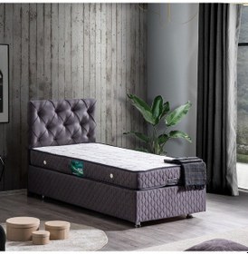 Resim Setaymobilya Baza, Vita Antrasit Tek Kişilik Baza + Başlık + Comfort Yatak 