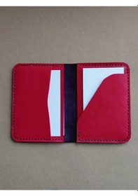 Resim Luna Luster Hadiki Deri Mnimal Avuçiçi Tasarım Unisex Cüzdan Kartlık Mor Kırmızı Açık Mor 