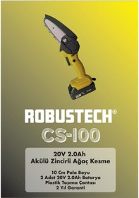Resim Robustech CS-100 20V 2.0Ah Akülü Zincirli Ağaç Kesme 