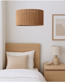 Resim El Yapımı Jüt İpli Bohem Tavan Lambası - Avize / Salon ,yatak Odası ,oturma Odası,ofis,mutfak,balkon Kahverengi 