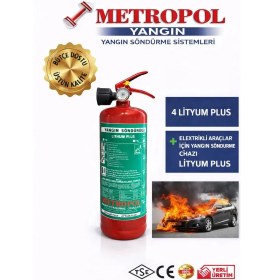 Resim Metropol 2 kg Lityum Plus Elektrikli Araç Yangın Söndürücü, Elektrikli Araç Yangın Söndürme Cihazı, Yangın Tüpü, Yangın Söndürme Tüpü 