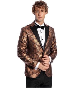 Resim Desenli Slim Fit Kahverengi Erkek Smokin Ceket - Wessi Kahverengi 