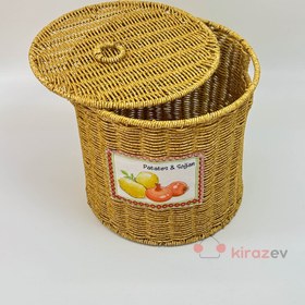 Resim Patates Soğanlık Rattan Kapaklı Sepet Orta Boy 
