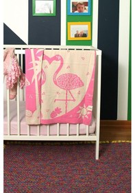 Resim Organik Triko Bebek Örtüsü, Filamingo 80x90 , Pembe 