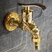 Resim Eski Avrupa tarzı altın tek duvara monte musluk - 304 Paslanmaz Çelik, Bakır Valf, Delme Gerektirmez, Mutfak Lavabosu, Çamaşır Makinesi, Dış Mekan Bahçesi ve Banyo Aksesuarları için Kolay Kurulum, Rv Lavabo Donanımı, Zarif Su Özellikleri, Pürüzsüz Bitiş 