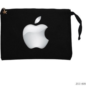 Resim Apple Logo 3d Siyah Clutch Astarlı Cüzdan / El Çantası - Siyah 