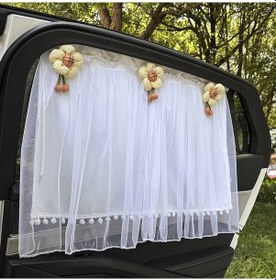 Resim Chuangyinshop 1 Adet Yazlık Araba Güneşlik Perdesi Yan Camlar İçin Sarı Çiçekler Emme Baskılı 