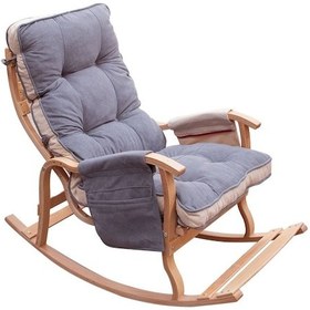 Resim Mobildecoaş Mobildeco Sultan Lüx Ahşap Çift Minderli Çift Cepli Sallanan Sand Gri 