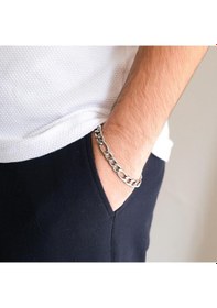 Resim 316l Çelik Figaro Erkek Spor Zincir Bileklik Eblk-444 Gümüş 